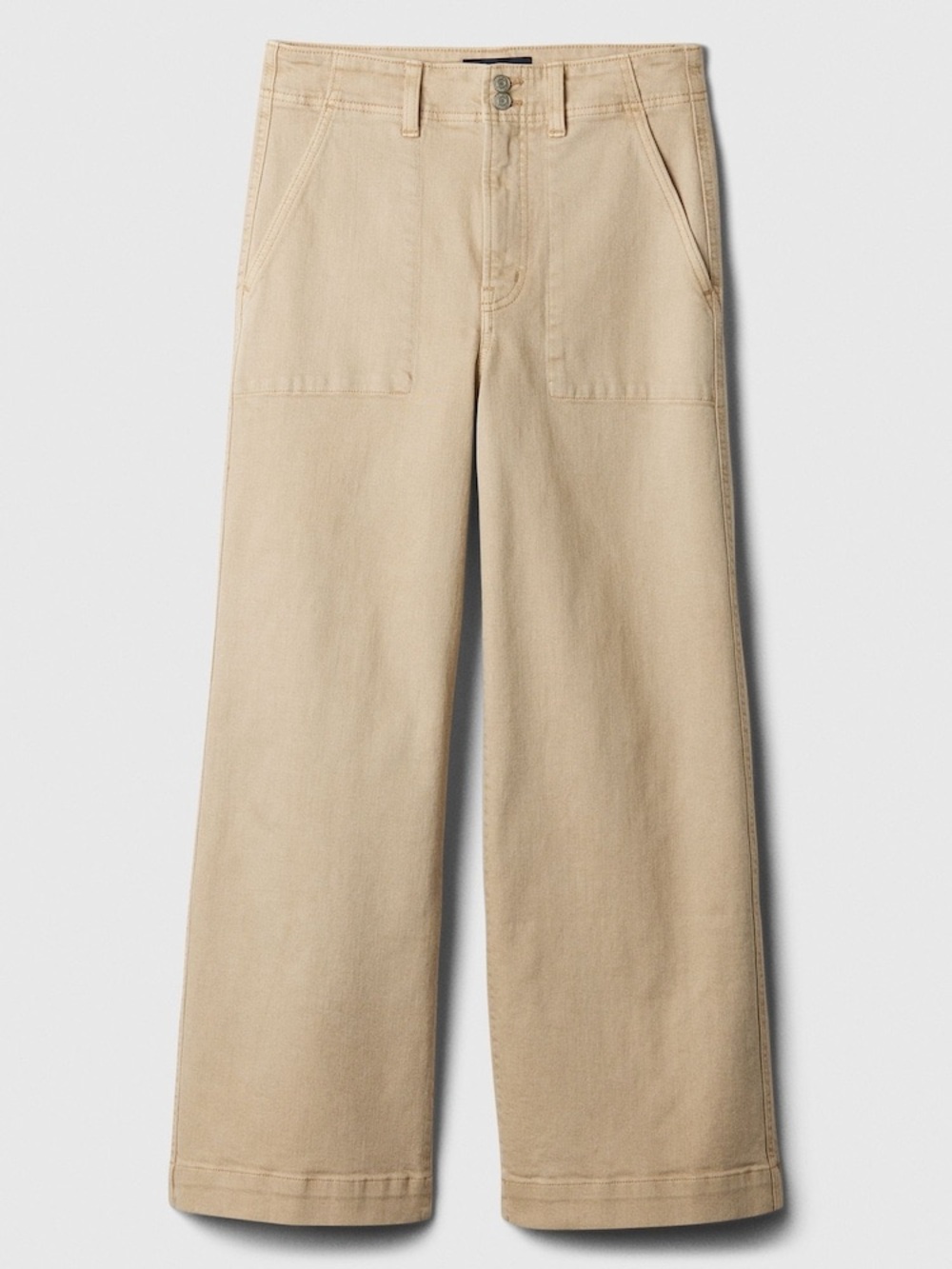 GAP Denim • Beige High Waist Wide Leg Cropped Jeans